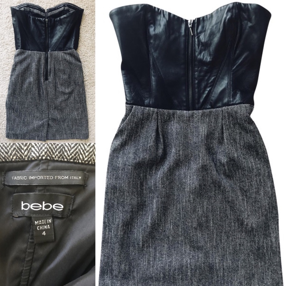 Bebe Black/grey corset/tweed like dress